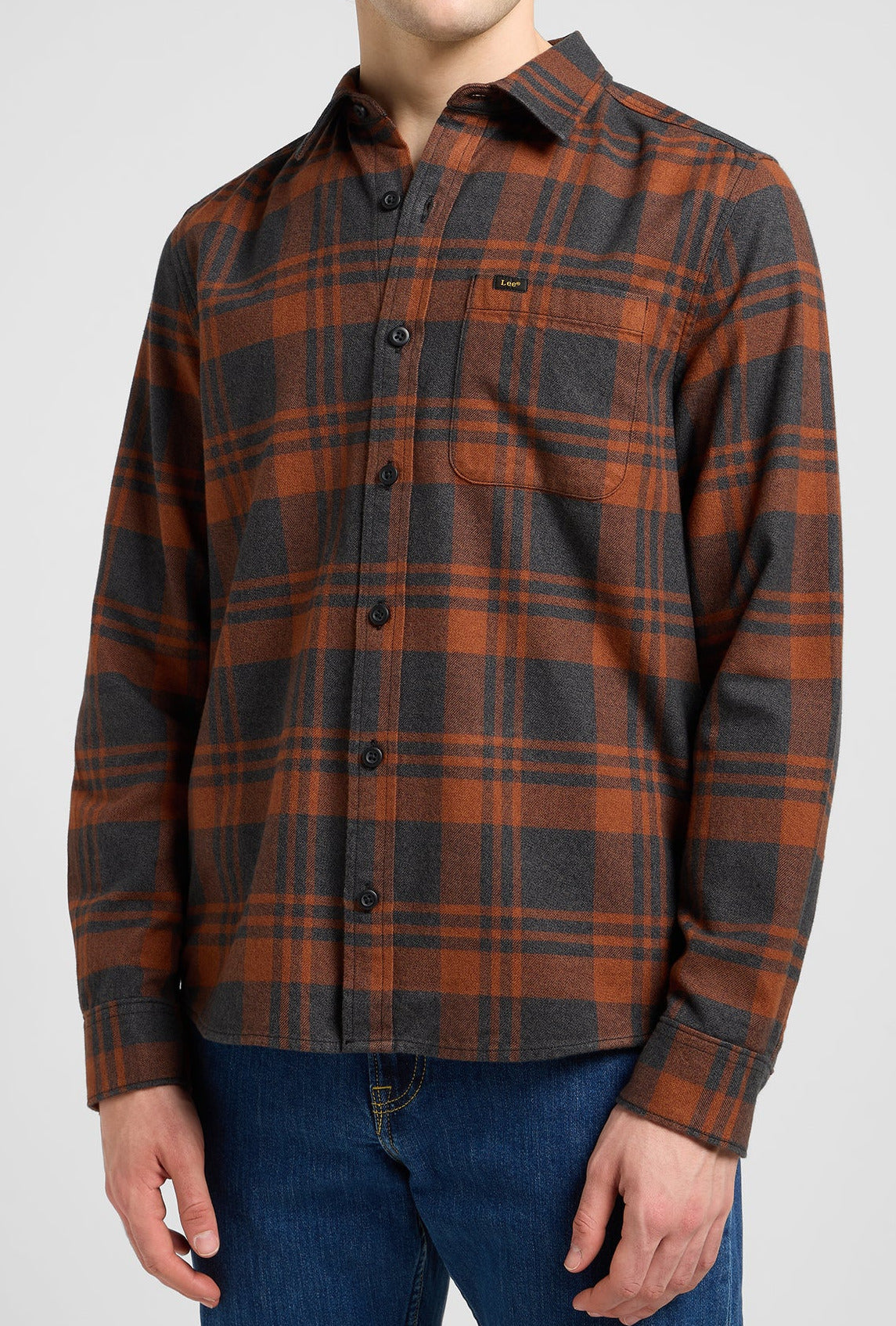 LEE Flanell Shirt, Karriert Braun-Rot "Copper Fields"