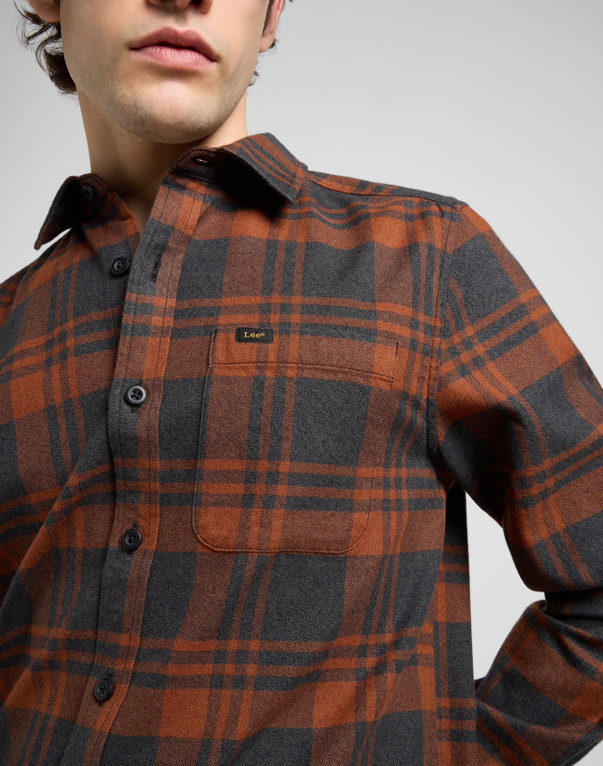 LEE Flanell Shirt, Karriert Braun-Rot "Copper Fields"