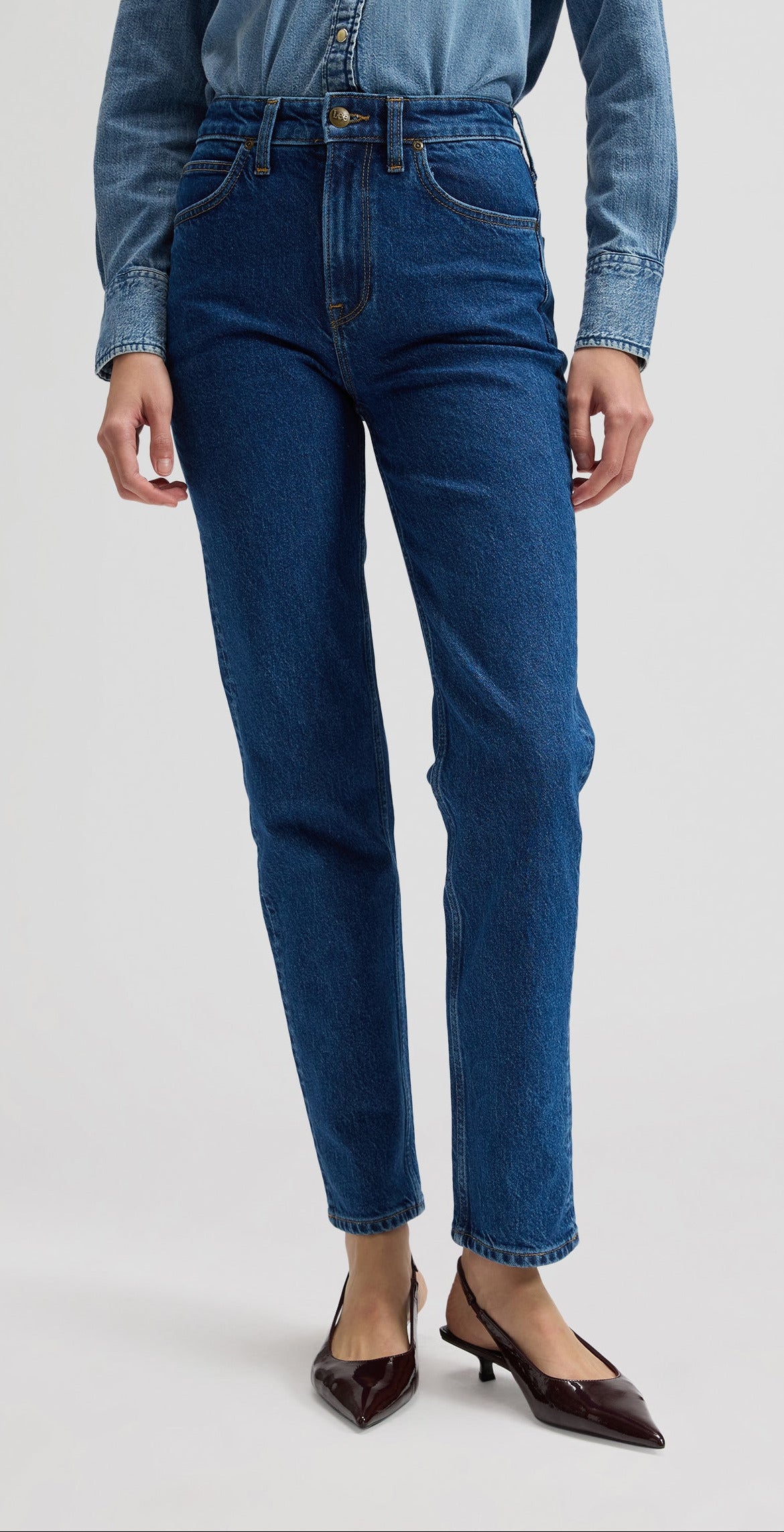 Lee Carol Jeans Straight, Mittelblau unverwaschen "Make Amends"
