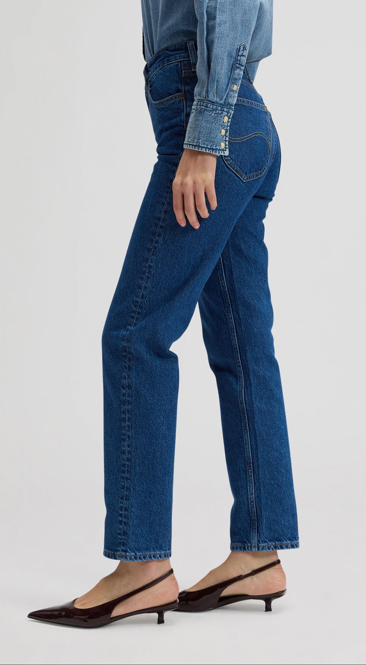 Lee Carol Jeans Straight, Mittelblau unverwaschen "Make Amends"