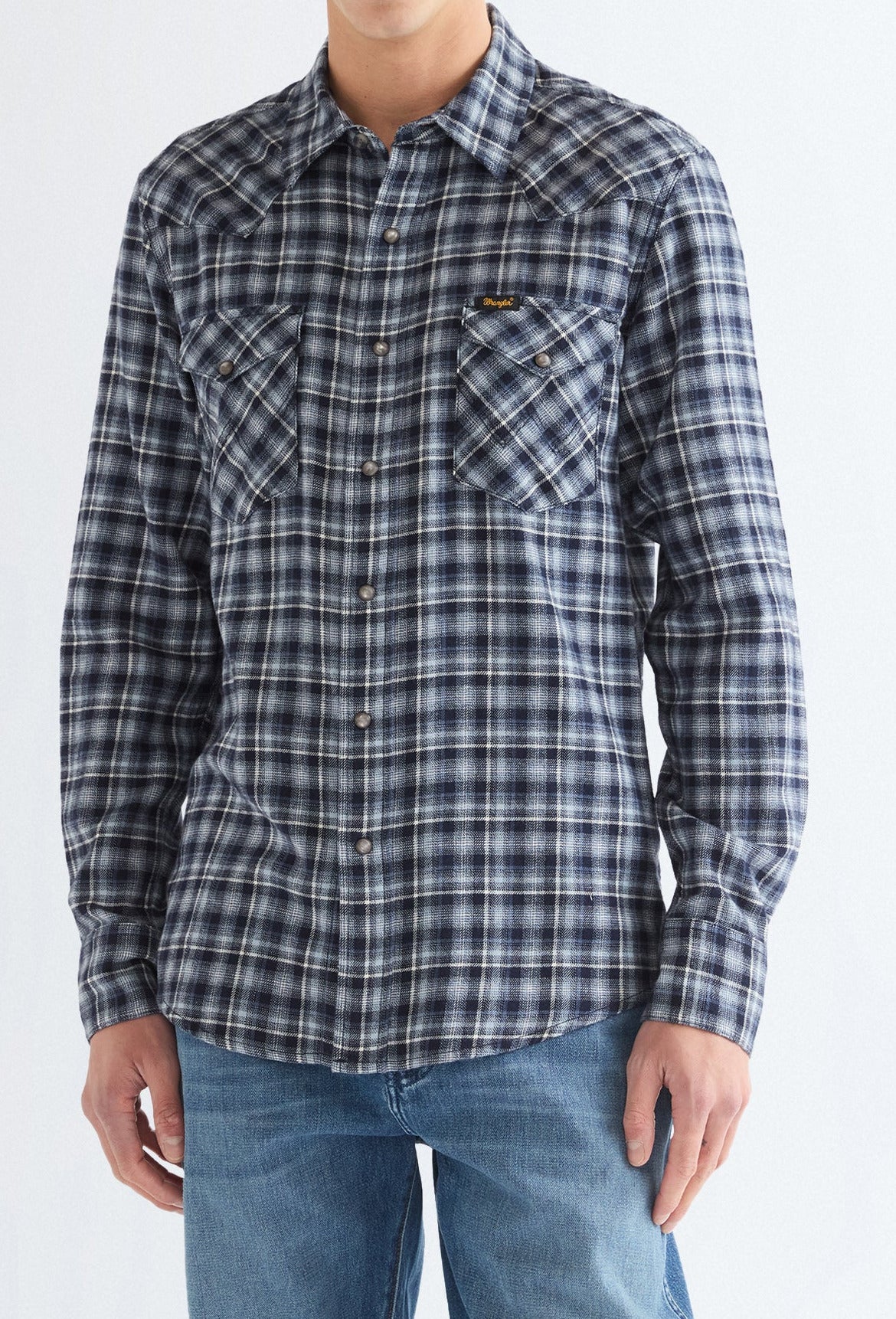 Wrangler Western Shirt, Flannel Karohemd "Deep Blue"