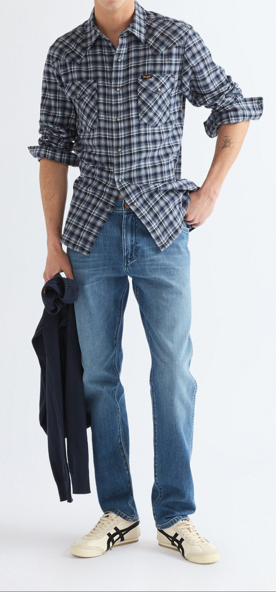 Wrangler Western Shirt, Flannel Karohemd "Deep Blue"