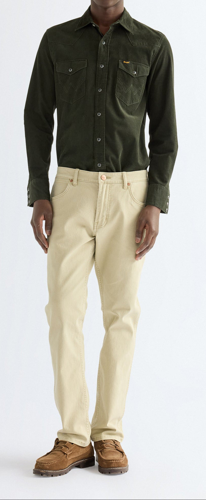 Wrangler Western Shirt, Cord Dunkelgrün