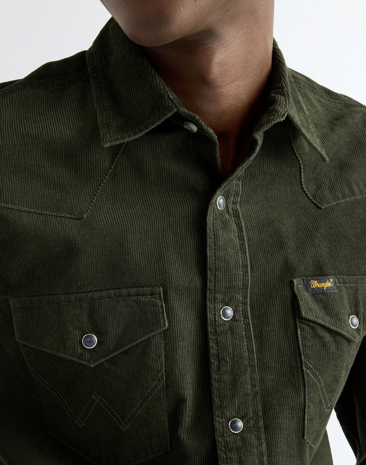 Wrangler Western Shirt, Cord Dunkelgrün