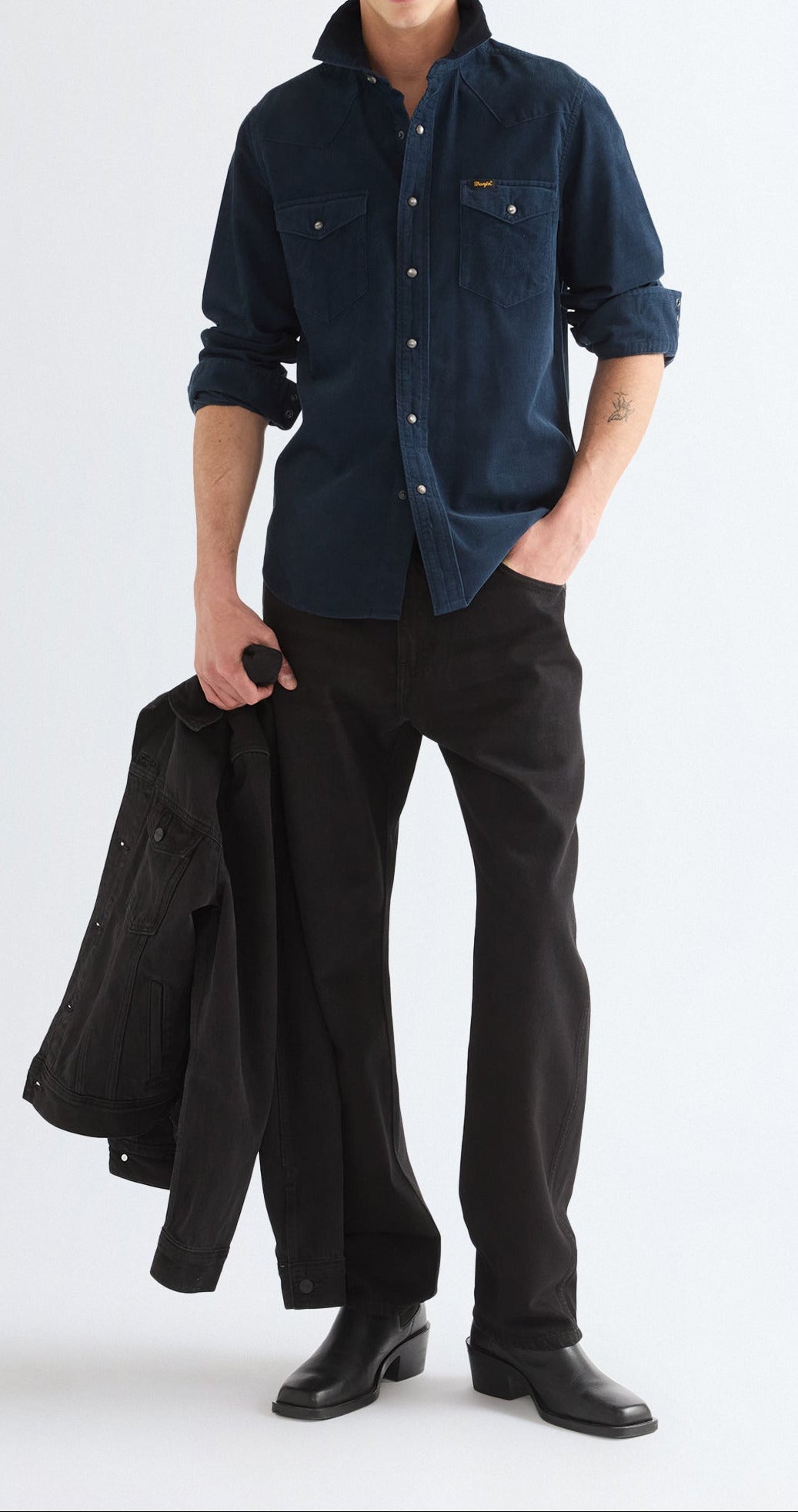 Wrangler Western Shirt, Cord Dunkelblau "Dark Sapphire"