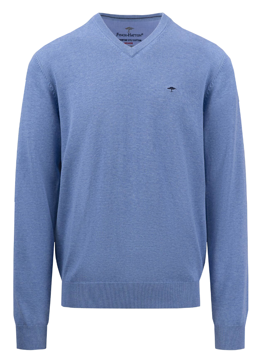 Fynch Hatton Pullover V-Neck, Crystal, Frontansicht