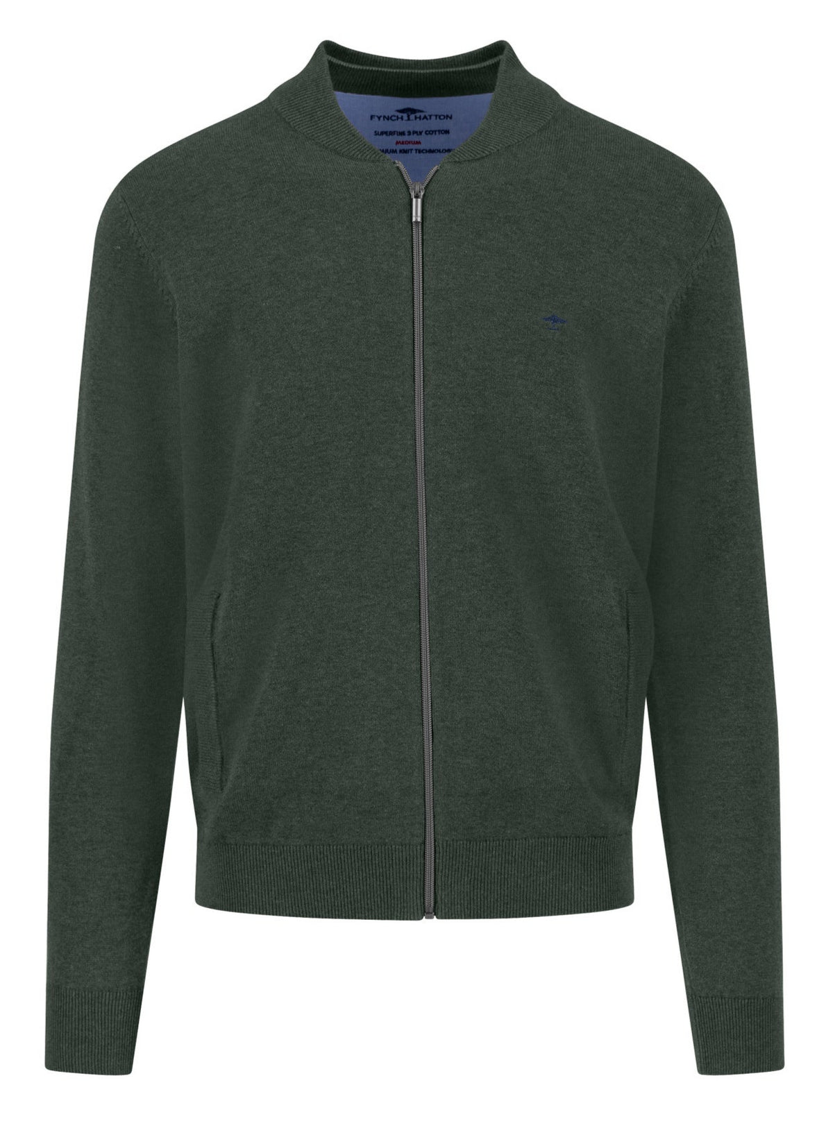 Fynch Hatton Cardigan Zip, Dunkelgrün