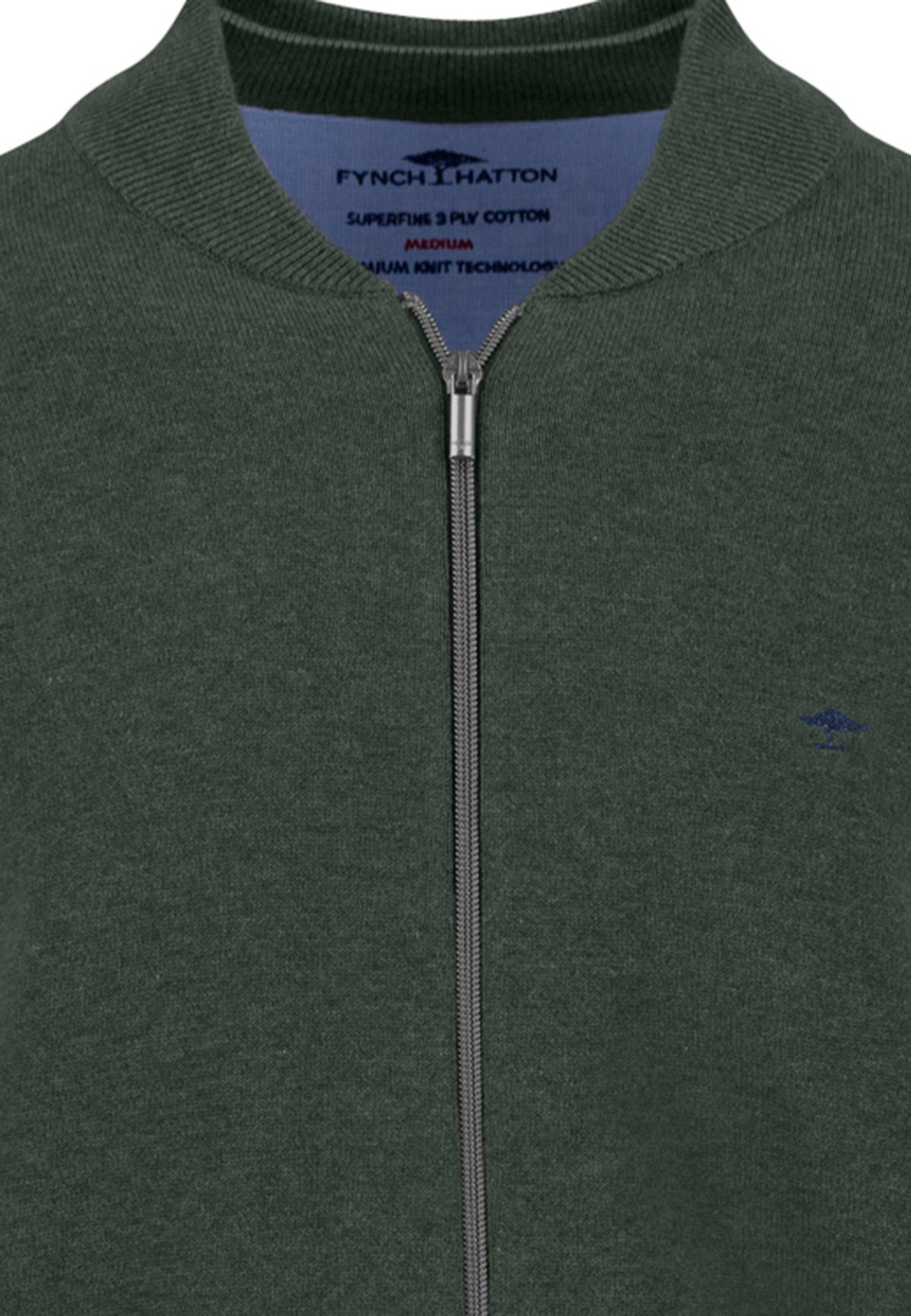 Fynch Hatton Cardigan Zip, Dunkelgrün