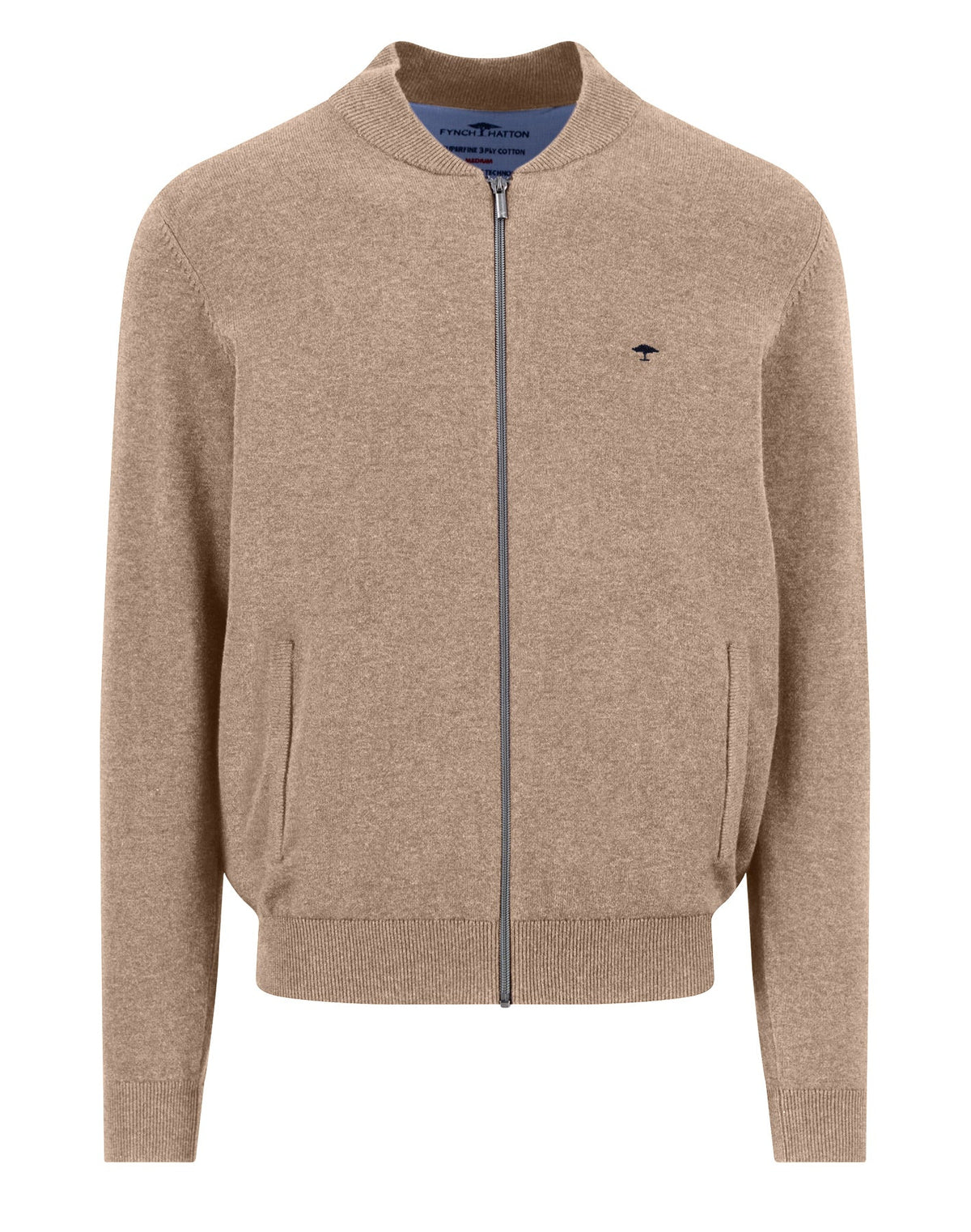 Fynch Hatton Cardigan College Zip, Beige Taupe
