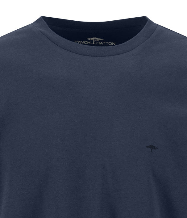 Fynch Hatton T-Shirt Longsleeve O-Neck, Dunkelblau "Ink Blue"