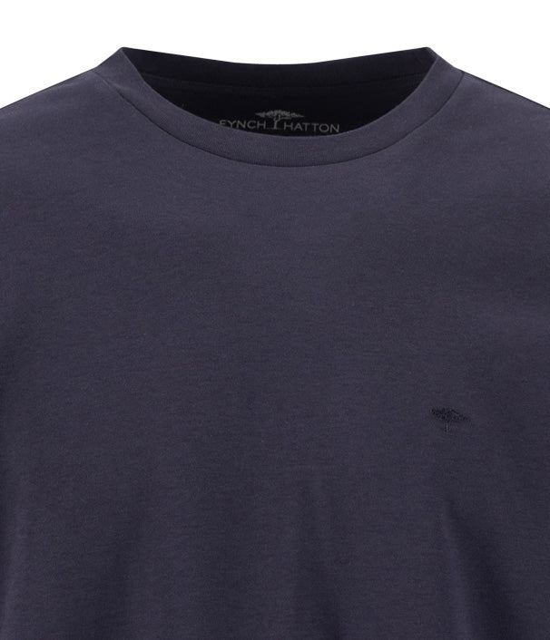 Fynch Hatton T-Shirt Longsleeve O-Neck, Dunkelblau "Navy"