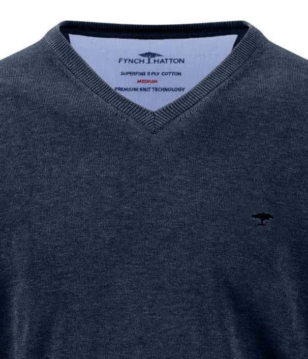 Fynch Hatton Pullover V-Neck, Dunkelblau "Ink Blue"