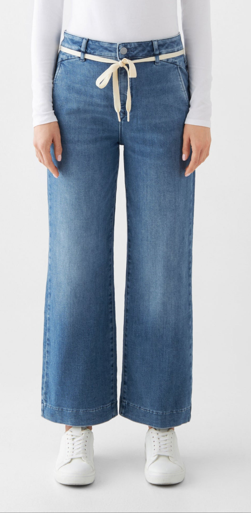 DEW Flared Soft Denim - French Pocket Jeans, Mittelblau &quot;Medium Blue&quot;