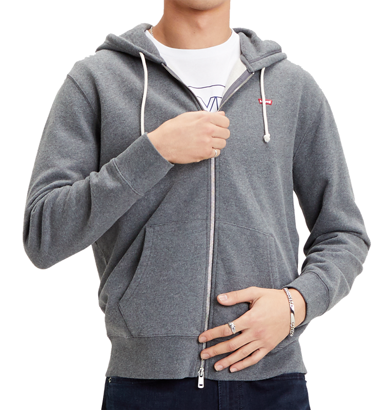 Levi's New Original Zip Up, Charcoal Heather, Frontansicht
