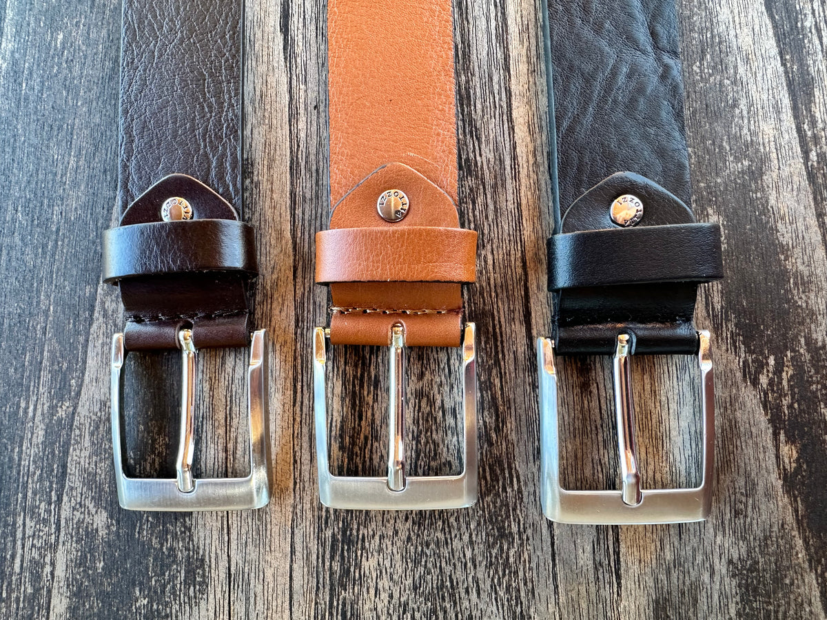 Ceinture en cuir Vittozzi 590, cognac, 4 cm