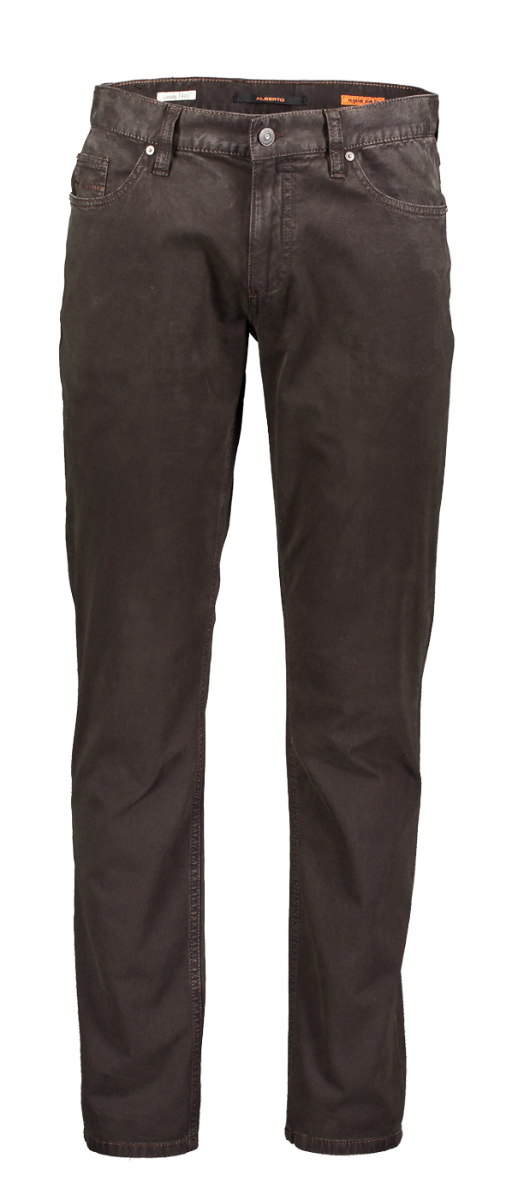 Alberto Stoffhose Pipe, regular slim fit, dunkelbraun, brown, Frontansicht