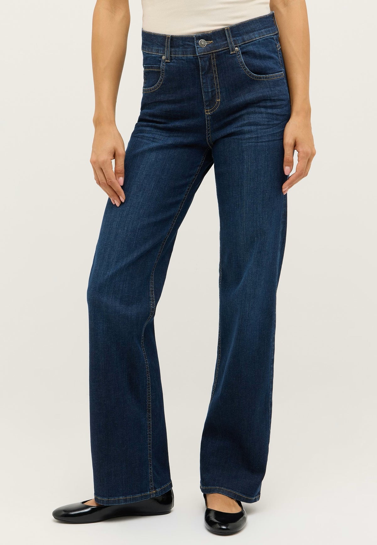 Angels LARA Straight Regular, Bleu foncé délavé"Dark Indigo Used"