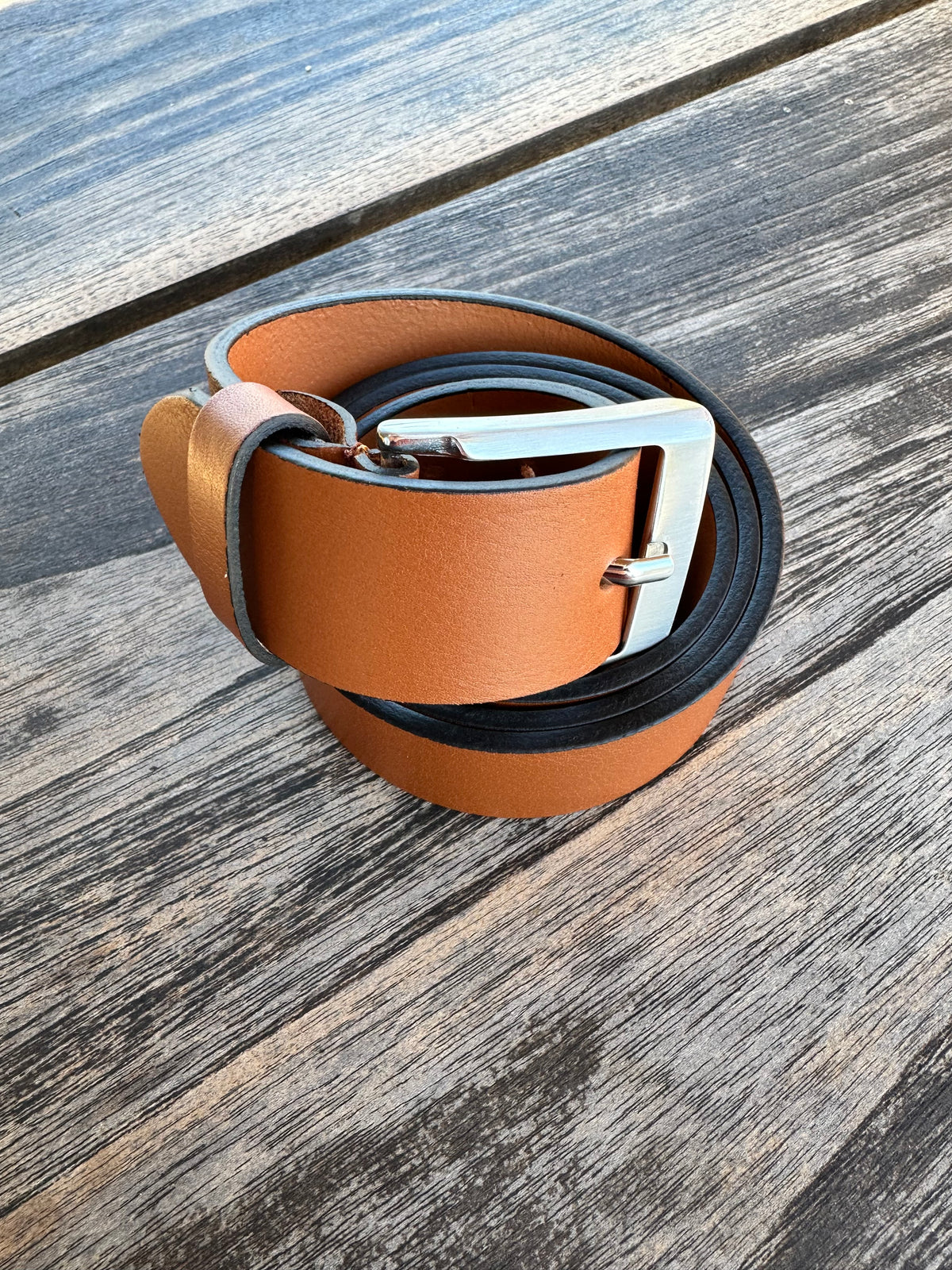 Ceinture en cuir Vittozzi 590, cognac, 4 cm