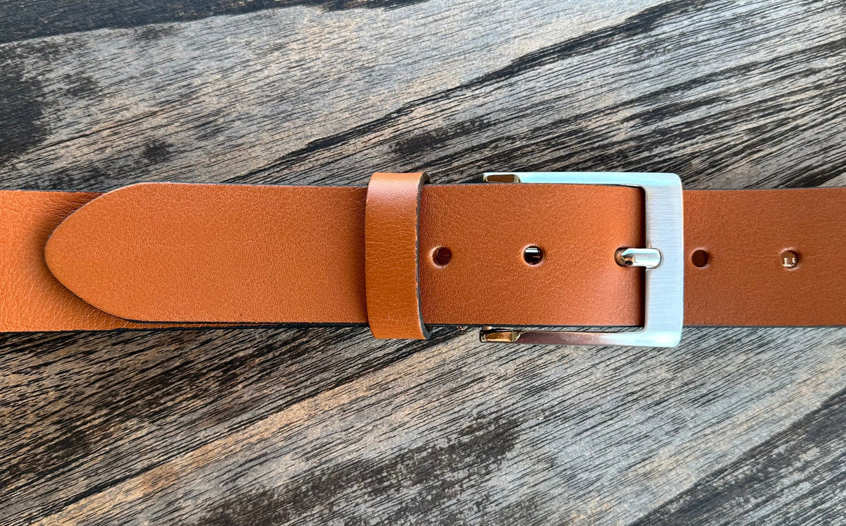 Ceinture en cuir Vittozzi 590, cognac, 4 cm