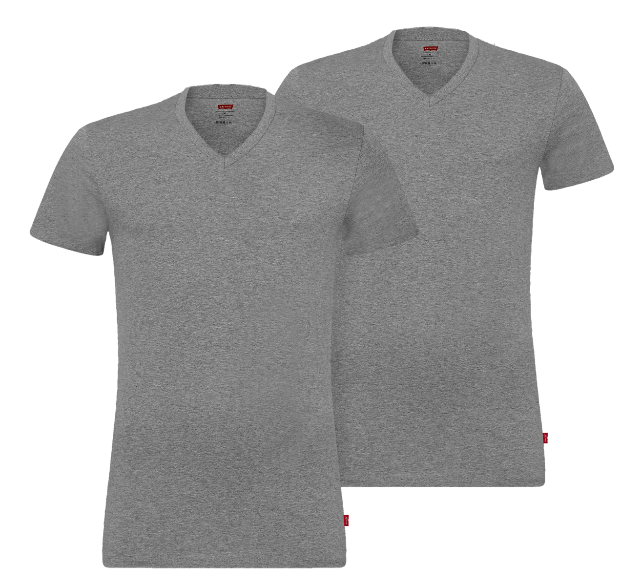 Levi's 2 Pack T-Shirt Slim Fit V-Ausschnitt, grau, Frontansicht