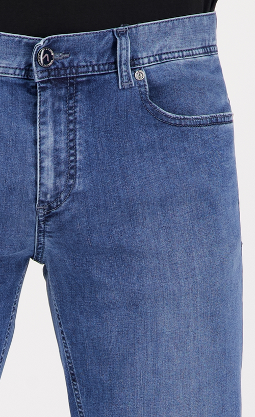 Alberto Jeans Pipe, regular slim fit, mittelblau, leichter Denim, ideal für den Sommer