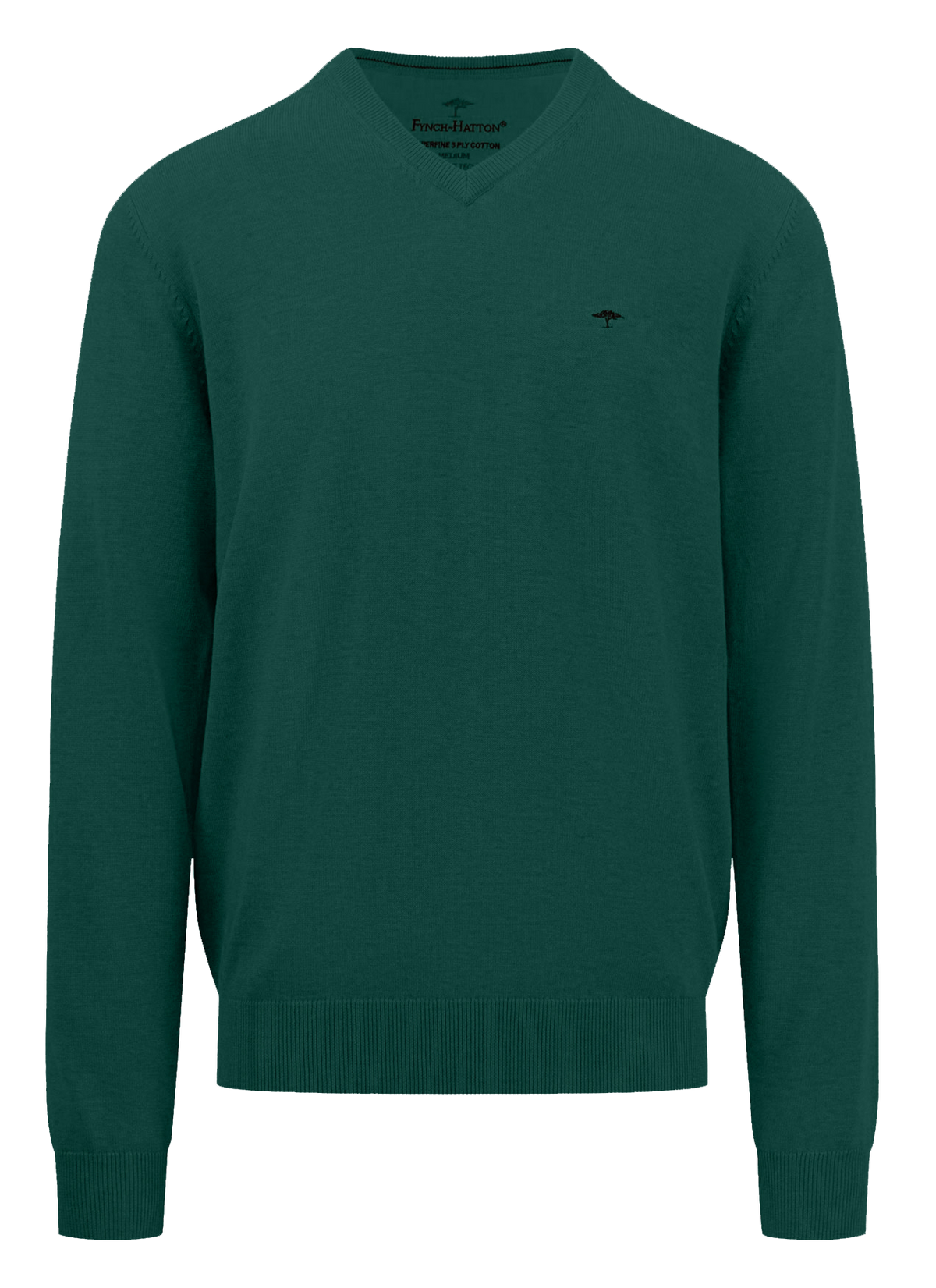 Fynch Hatton Pullover V-Neck, Dunkelgrün