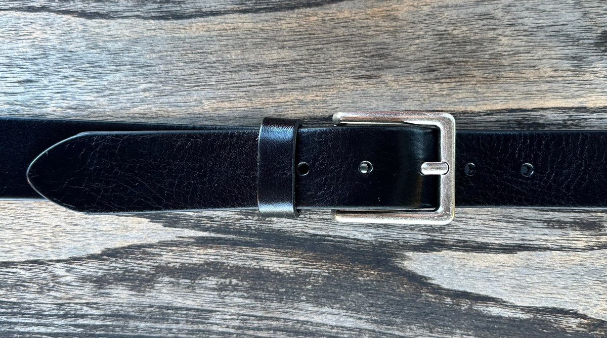 Vittozzi Ledergürtel 572, Schwarz, 3.5 cm