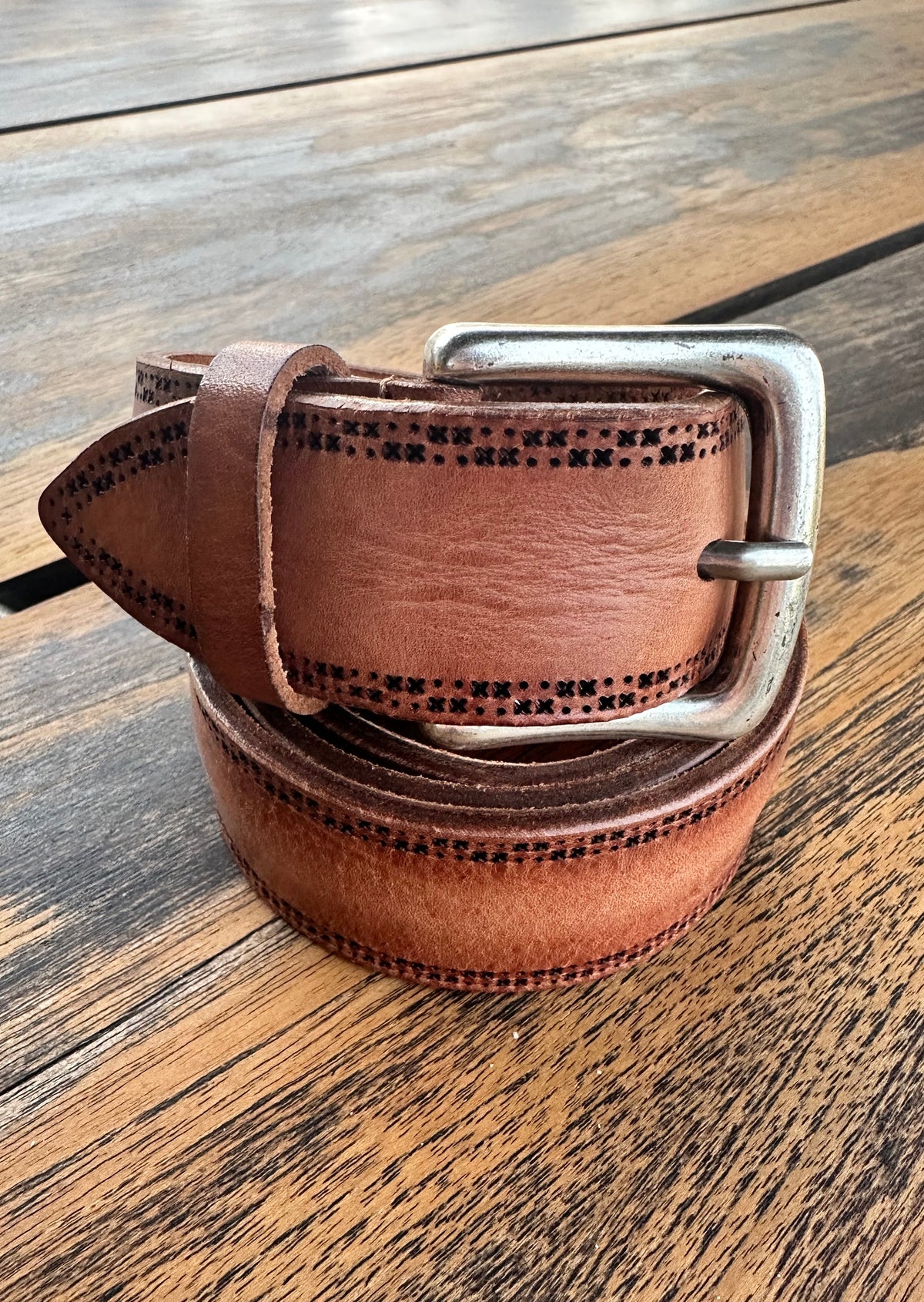 Vittozzi Ledergürtel 888, Cognac, 4 cm