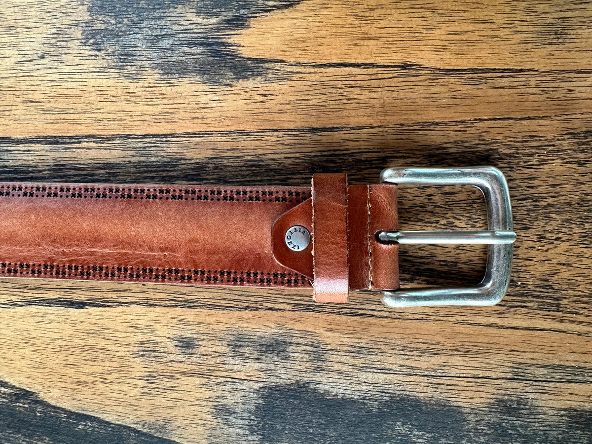 Vittozzi Ledergürtel 888, Cognac, 4 cm