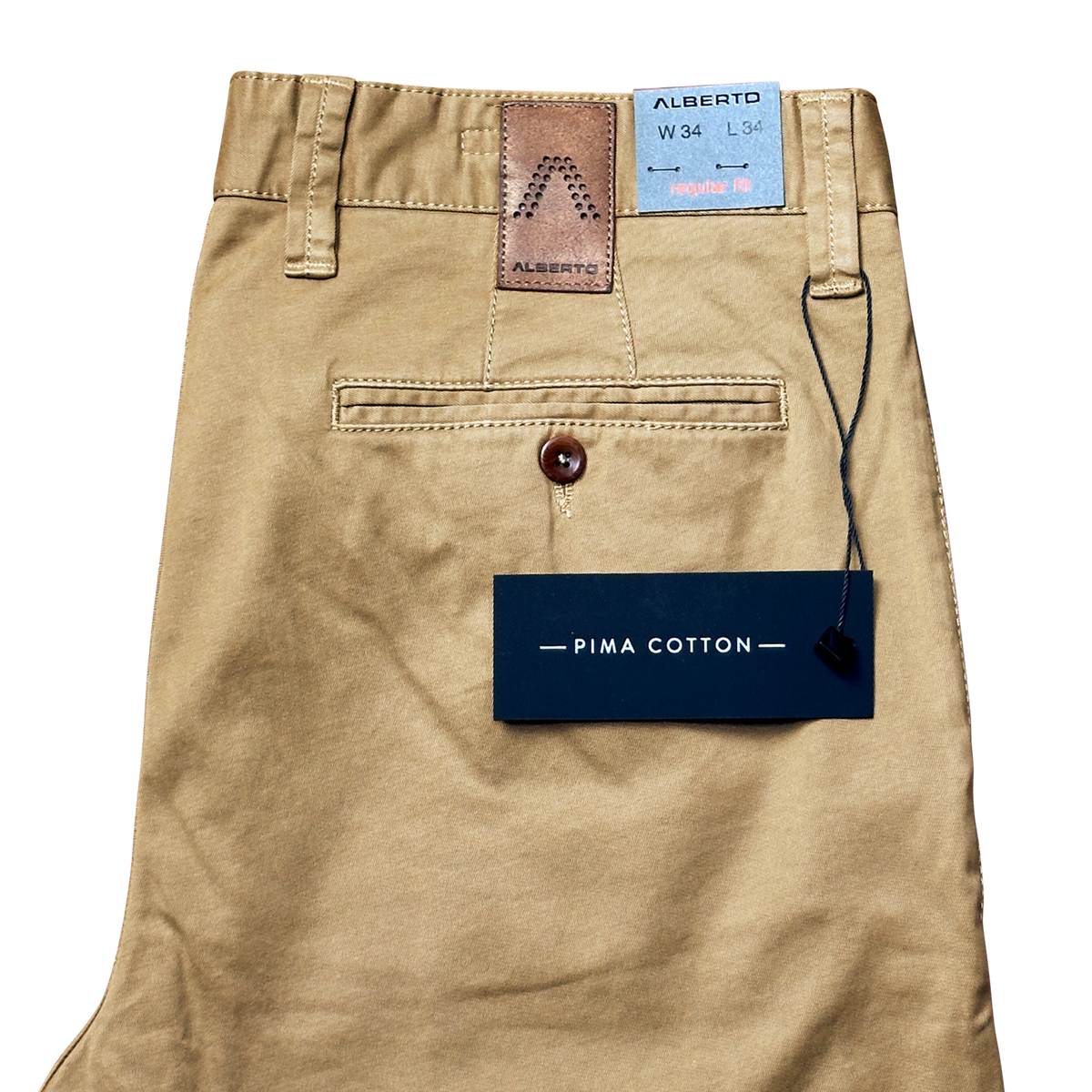 Alberto LOU Chino Pima Cotton Regular Slim Fit, Beige