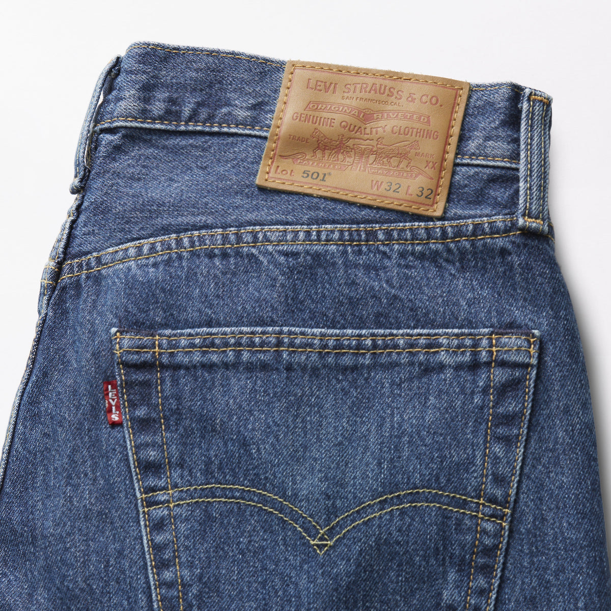 Levi's® 501® Original Jeans, Mittelblau Uni "Stonewash" 100% Baumwolle