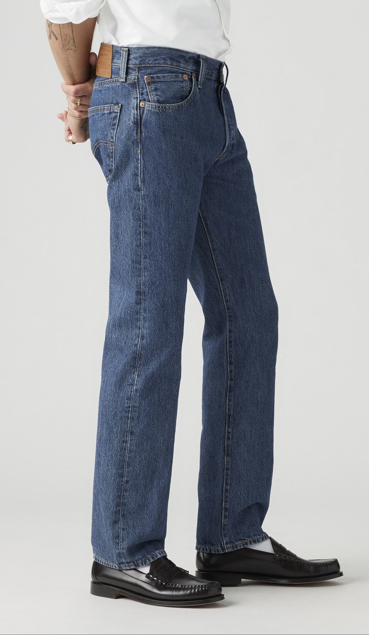 Levi's® 501® Original Jeans, Mittelblau Uni "Stonewash" 100% Baumwolle
