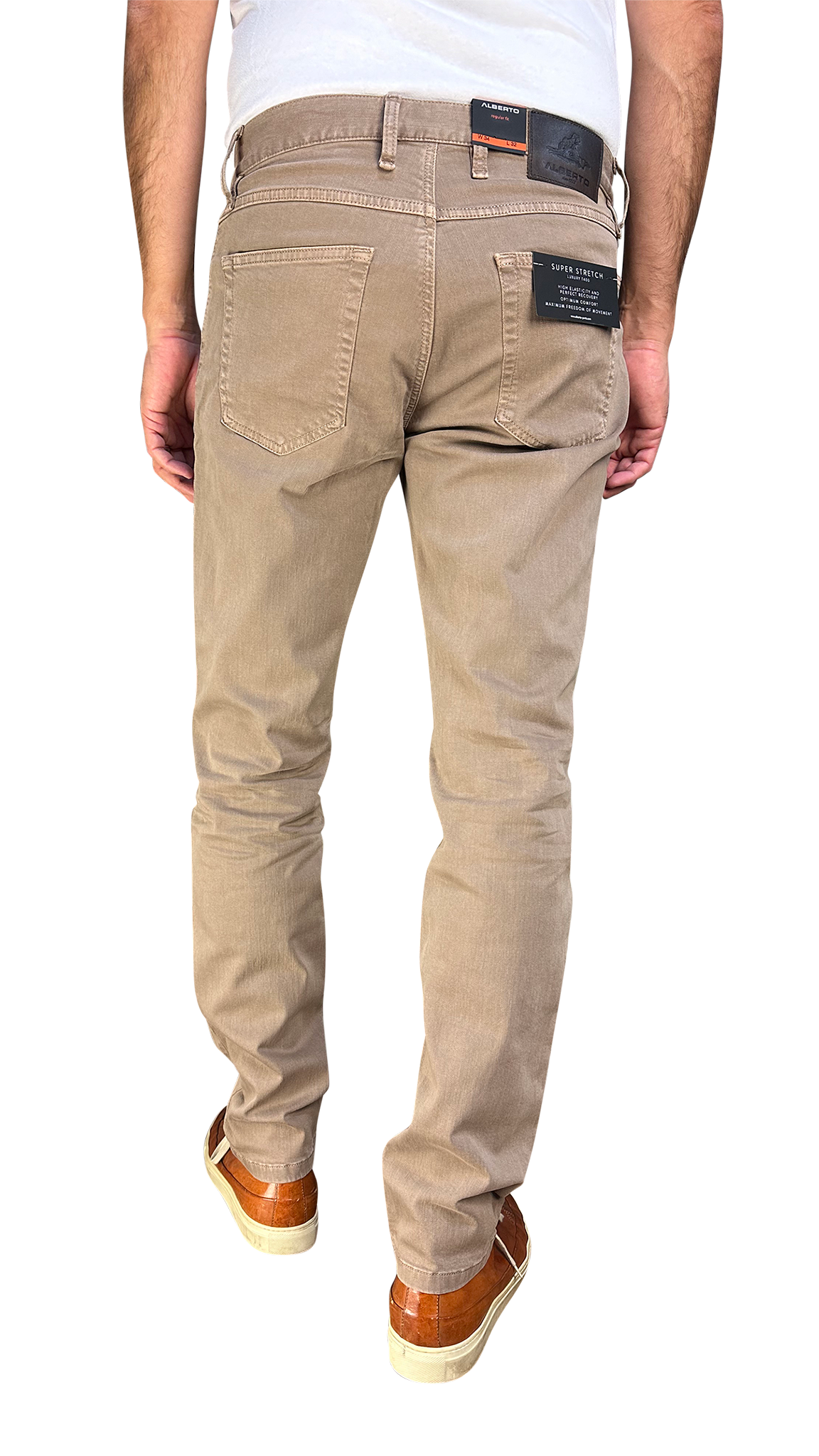 Alberto fabric pants pipe, regular slim fit, beige