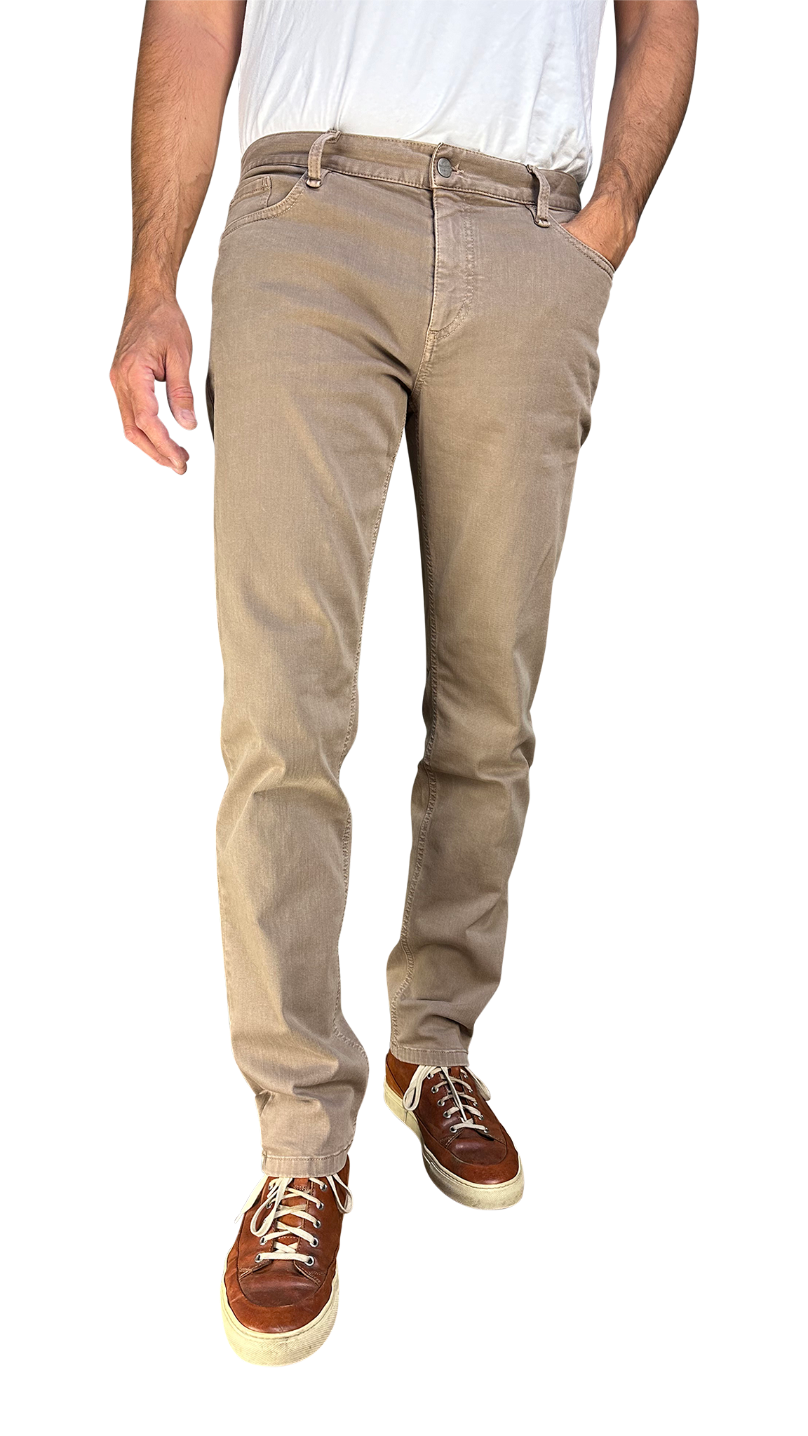 Alberto fabric pants pipe, regular slim fit, beige