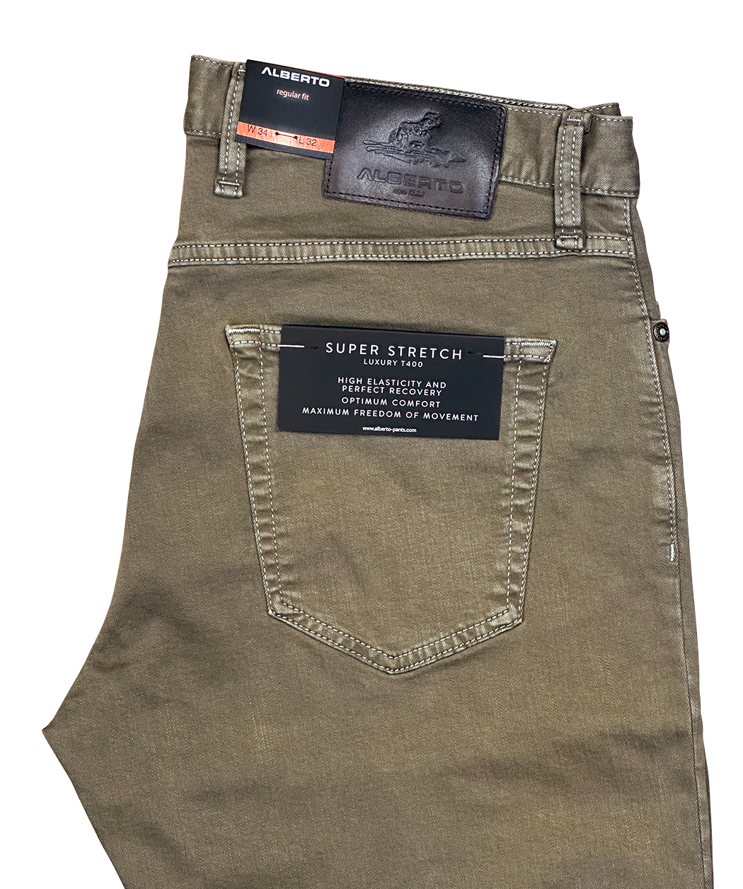 Tuyau de pantalon en tissu Alberto, ajustement slim ordinaire, beige