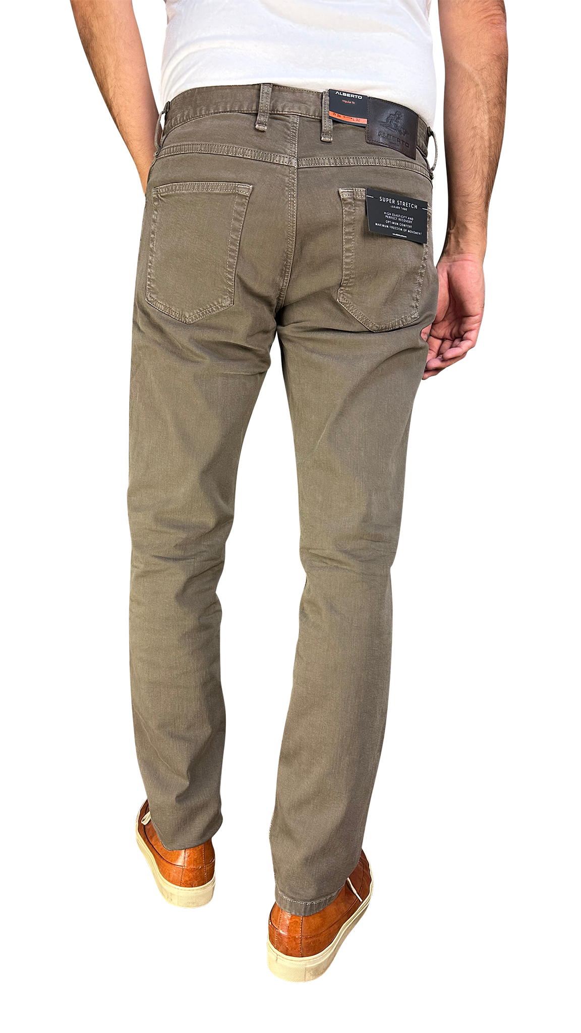 Tuyau de pantalon en tissu Alberto, ajustement slim ordinaire, beige