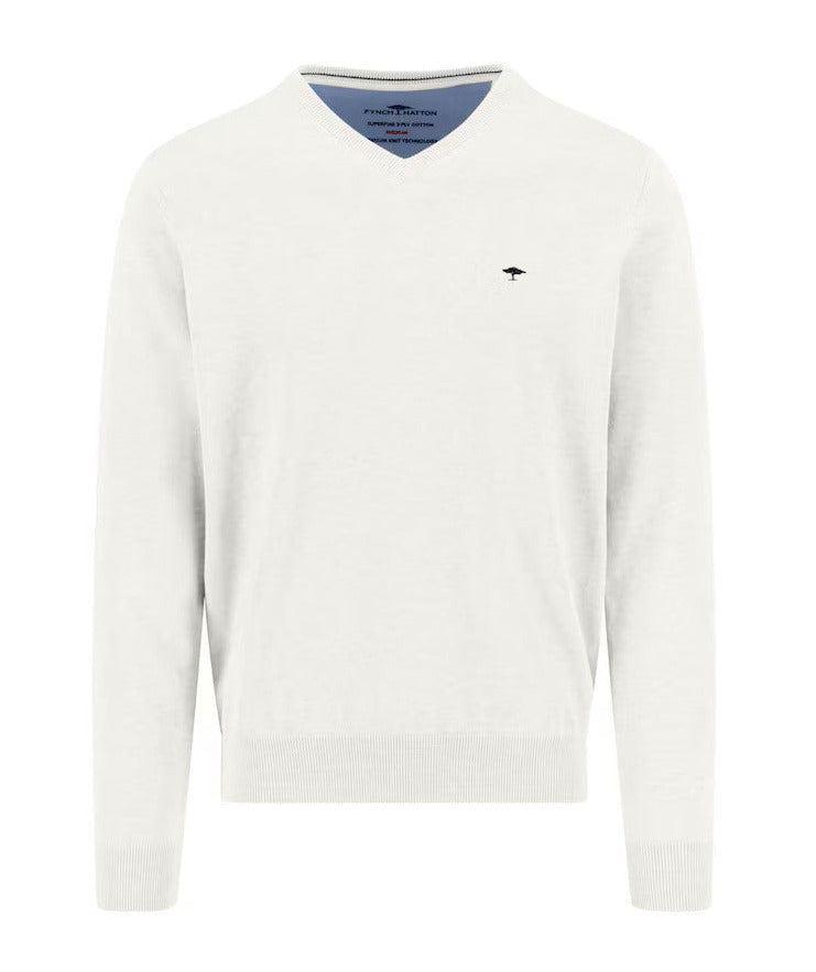 Fynch Hatton Pullover V-Neck, Snow White