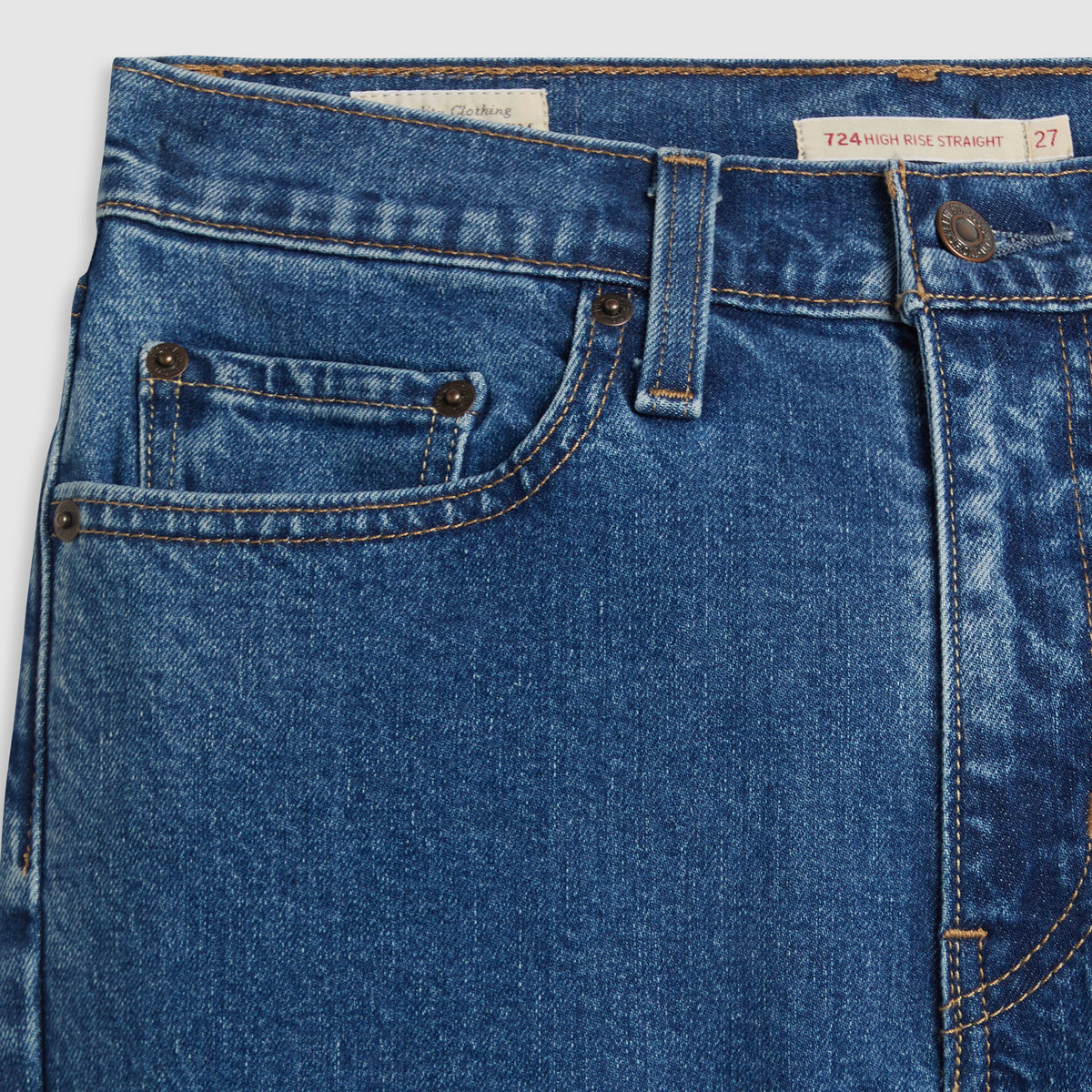 Levi's® 724™ High Rise Straight Jeans, Mittelblau uni  "Mosey Mid Stone"