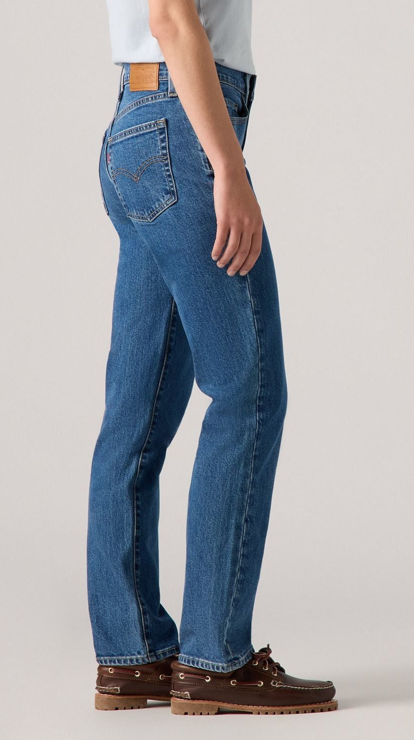 Levi's® 724™ High Rise Straight Jeans, Mittelblau uni  "Mosey Mid Stone"