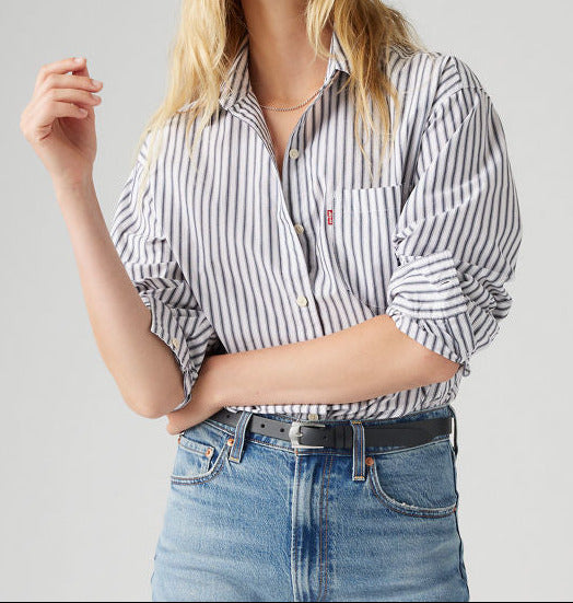 Levi's® Hemd, Standard Fit, Stripe Navy "Harlie Boyfriend Shirt"