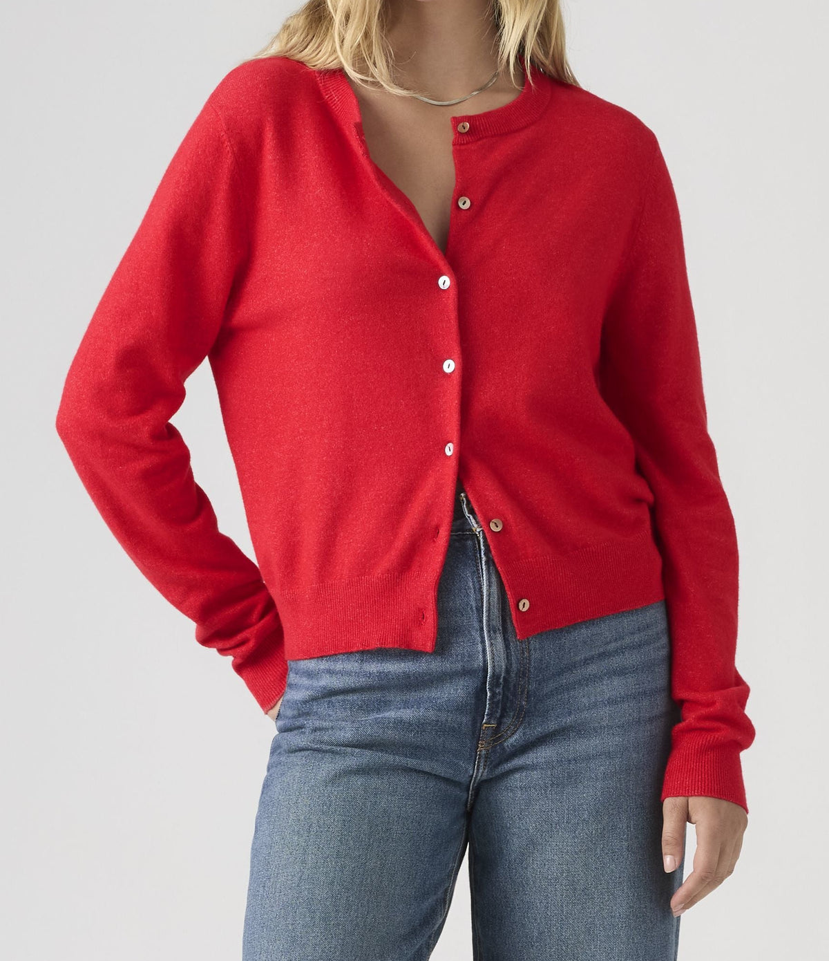 Levi's® Super Soft Crewneck Cardigan, Rot "True Red"