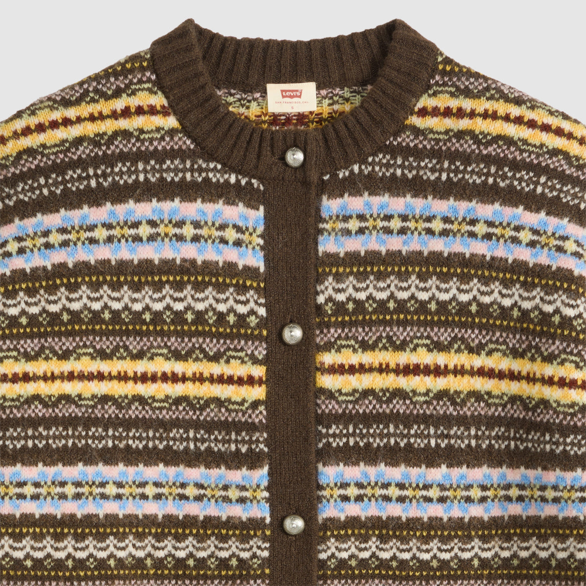 Levi's® Charlotte Crewneck Cardigan, Braun-Gelb