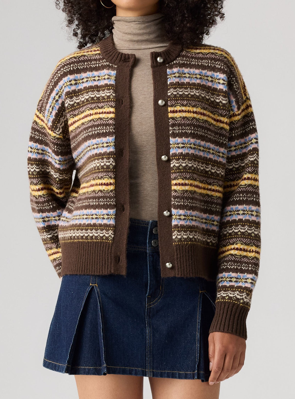 Levi's® Charlotte Crewneck Cardigan, Braun-Gelb