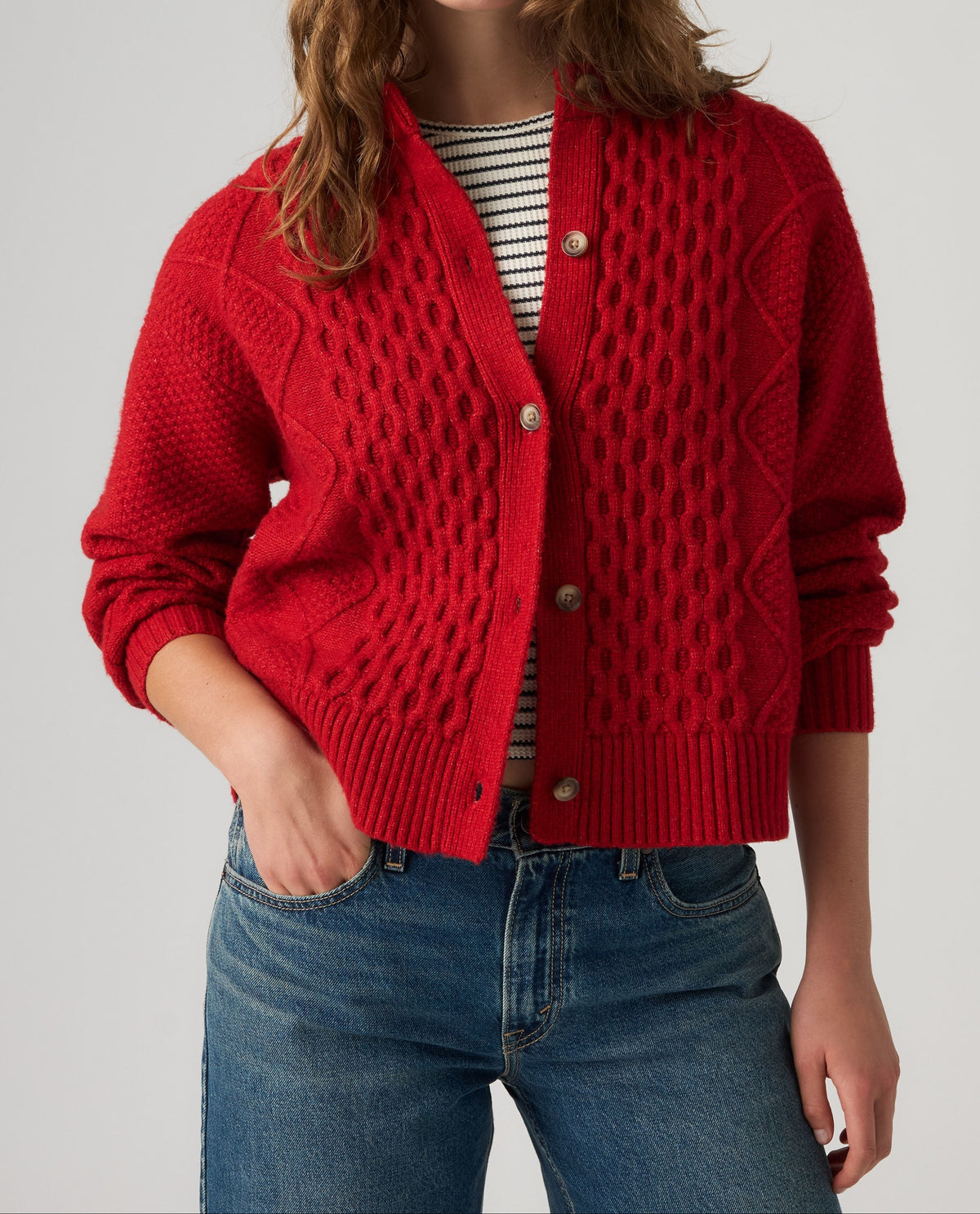 Levi's® Charlotte Crewneck Cardigan, Rot