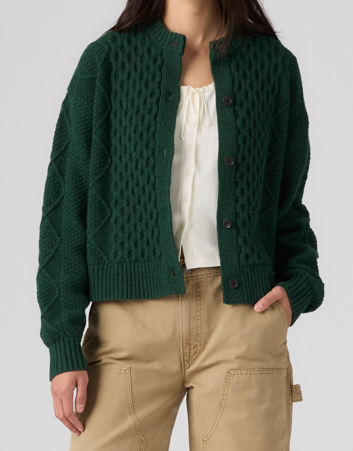 Levi's® Charlotte Crewneck Cardigan, Vert