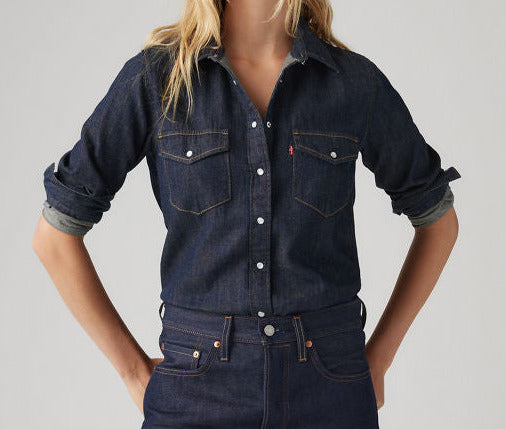 Chemise Levi's en jeans, Standard Fit, Bleu Foncé "Rinse"