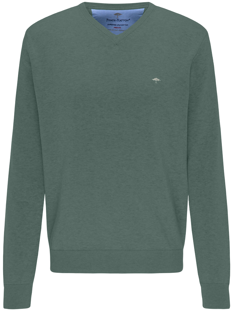 Fynch Hatton Pullover V-Neck, Mojito, Frontansicht