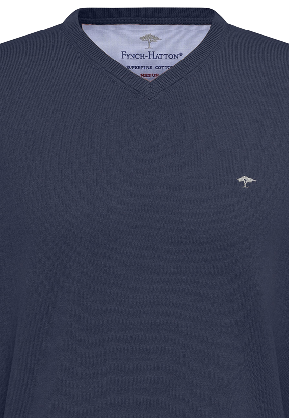 Fynch Hatton Pullover V-Neck, Night, detail