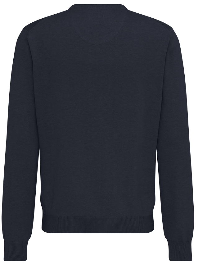 Fynch Hatton Pullover V-Neck, Navy, back