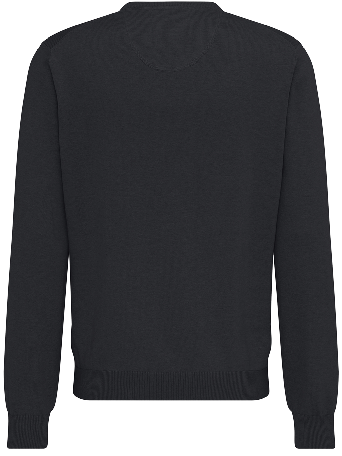 Fynch Hatton Pullover V-Neck, Charcoal, back